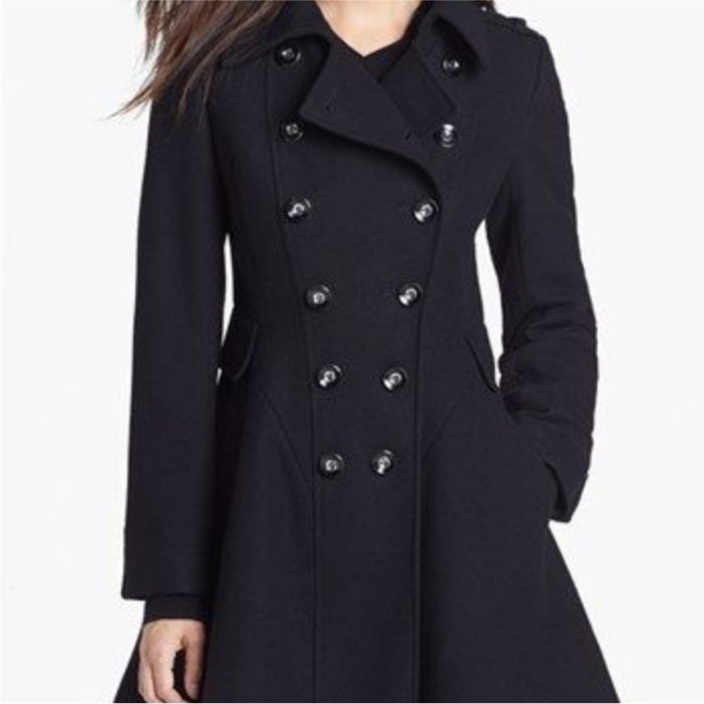 Via Spiga Pea Coat Wool Blend Double Breasted